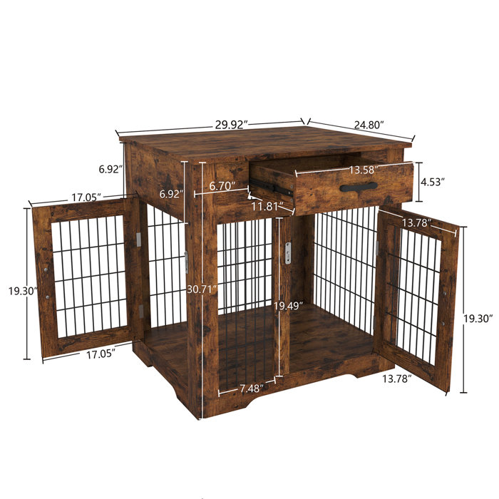 Tucker Murphy Pet™ Wooden Dog Crates Pet Crate Table With Drawer And